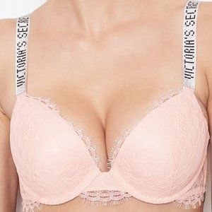 Victoria's Secret Very Sexy Shine Strap Lace Push-Up Bra Size 32D NWT